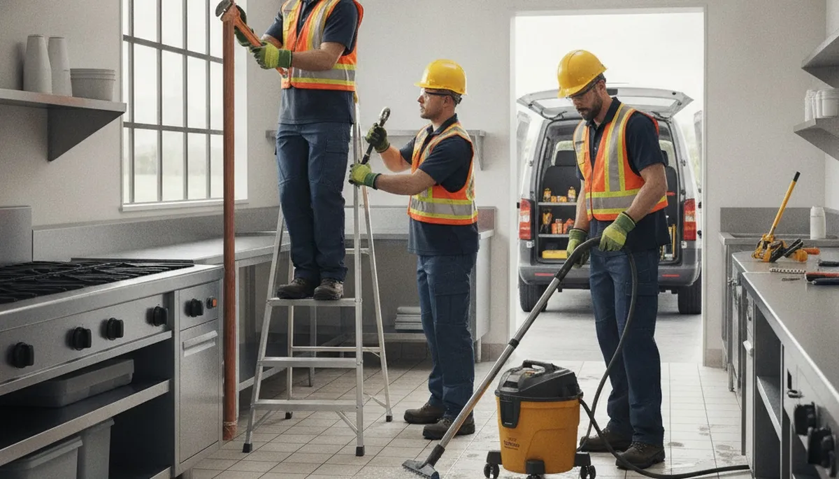 Emergency plumbing service truck in Worcester, MA for burst pipes and urgent leak repairs