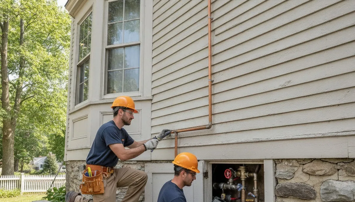 Plumber repairing a leak in Worcester, MA for local plumbing repair service