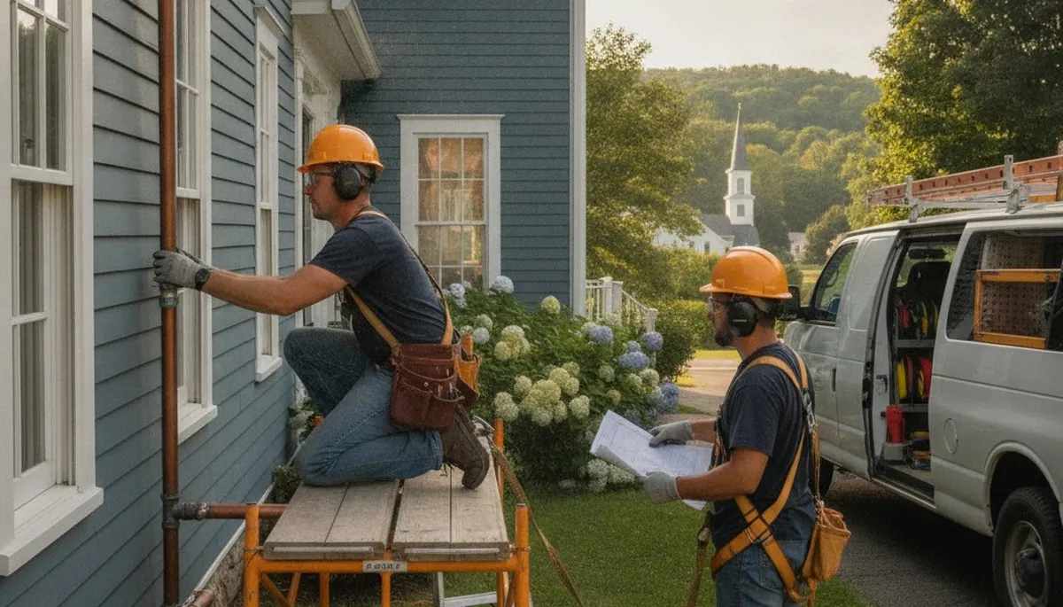 Plumber repairing a leak in Worcester, MA for professional plumbing service