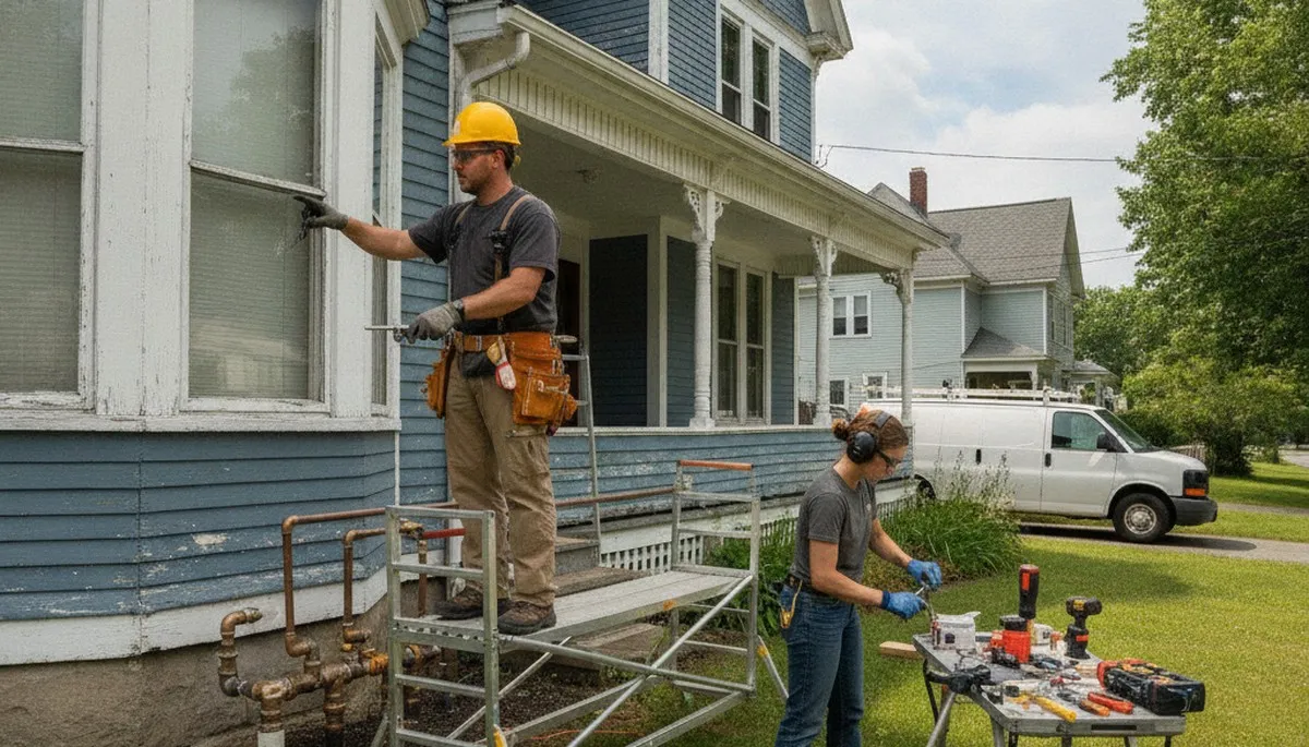 Plumber repairing pipes in Worcester, MA for residential plumbing service