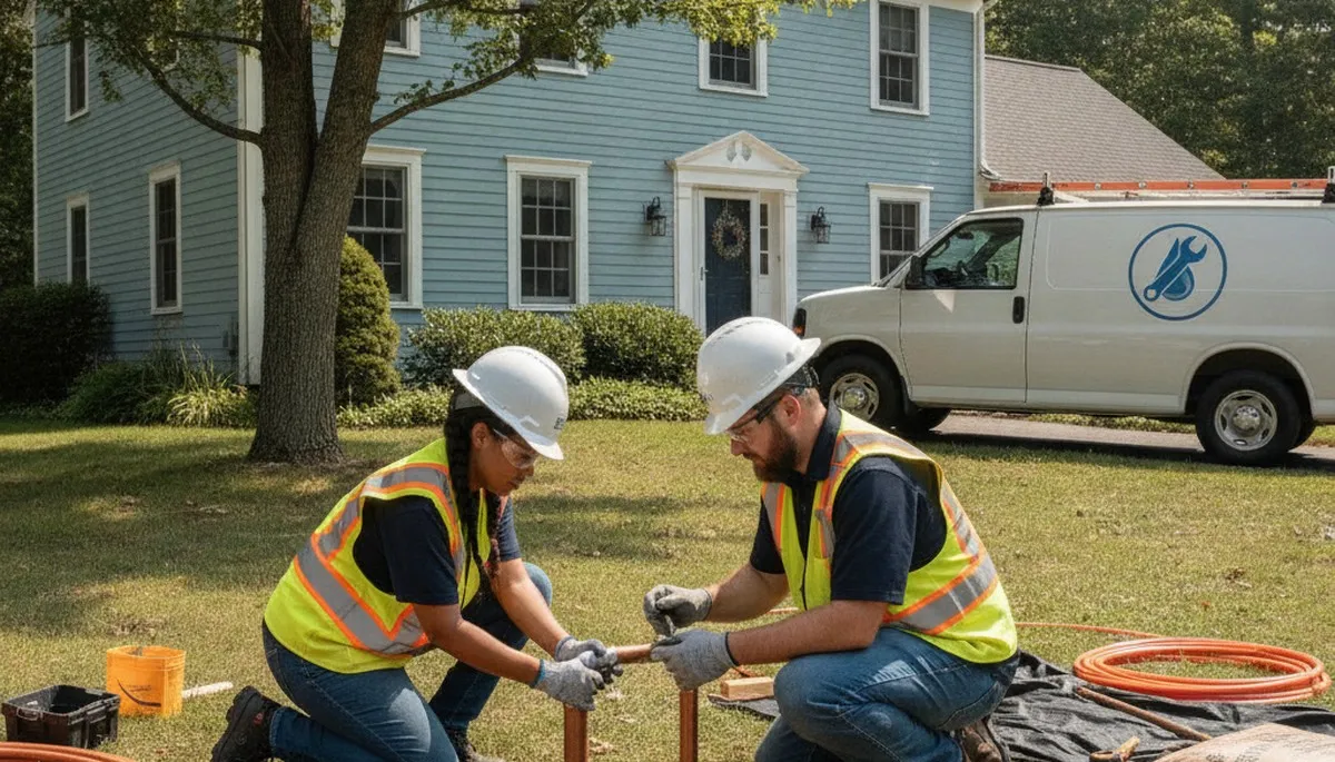 Plumber repairing sink pipes in Worcester, MA for residential plumbing service