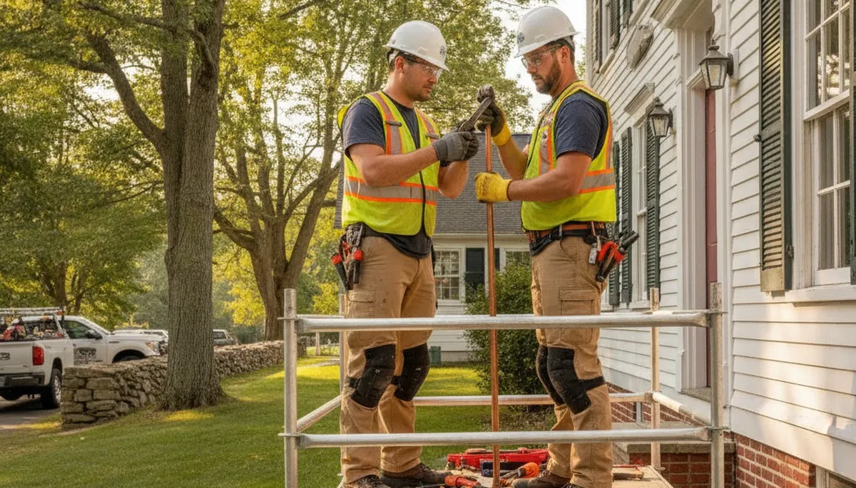 Plumber repairing a pipe in Worcester, MA for plumbing repair service