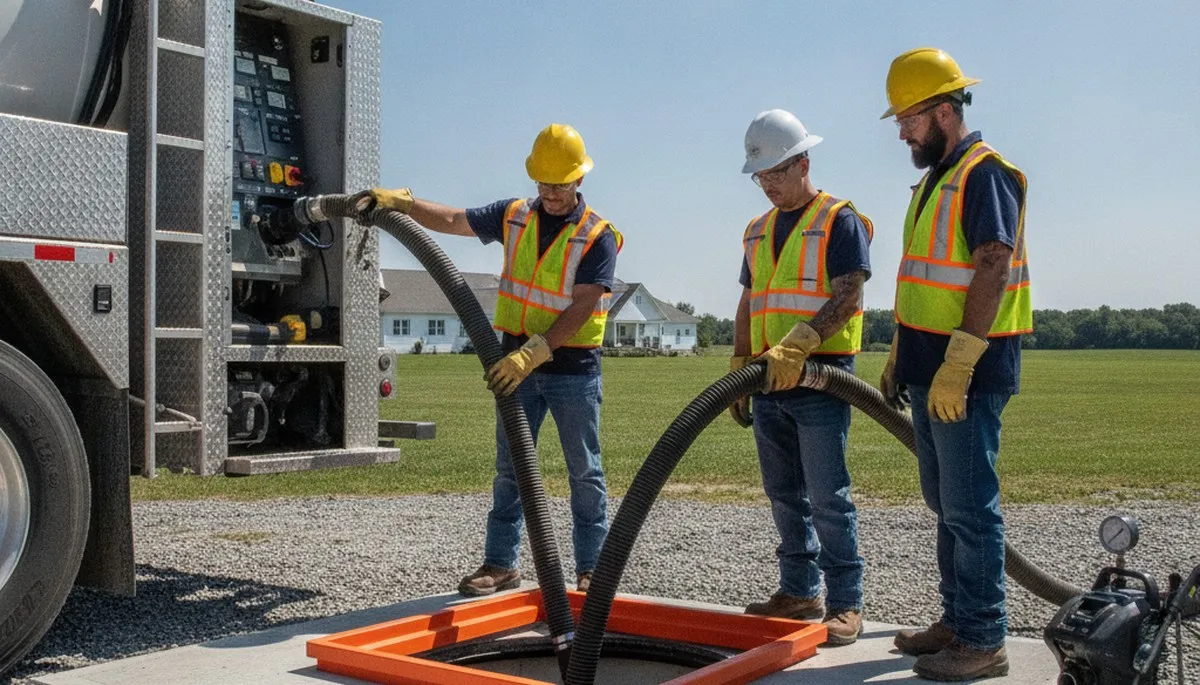 Septic pumping service truck for Worcester, MA homes | On Call Plumbers